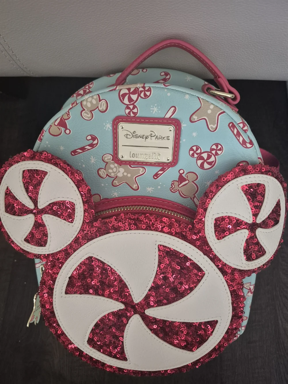 Loungefly x Disney Parks Kids Candy Cane Peppermint Mini Backpack - Red & Aqua
